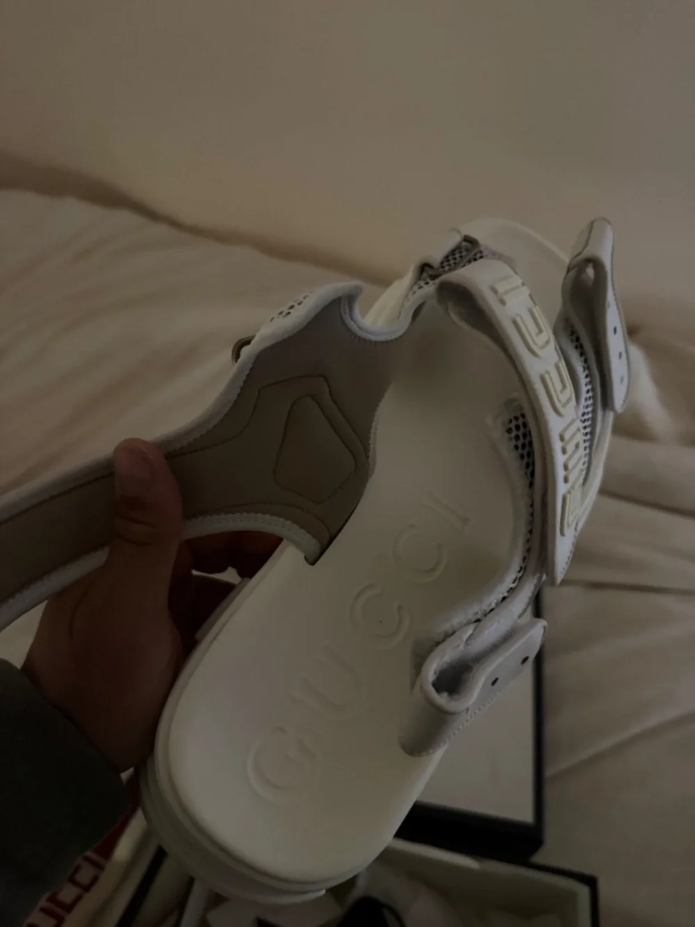 Gucci white mesh sandals